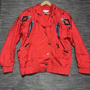 Lavon Cheerful Corp Jacket Womens S Red Windbreaker Button Western Aztec